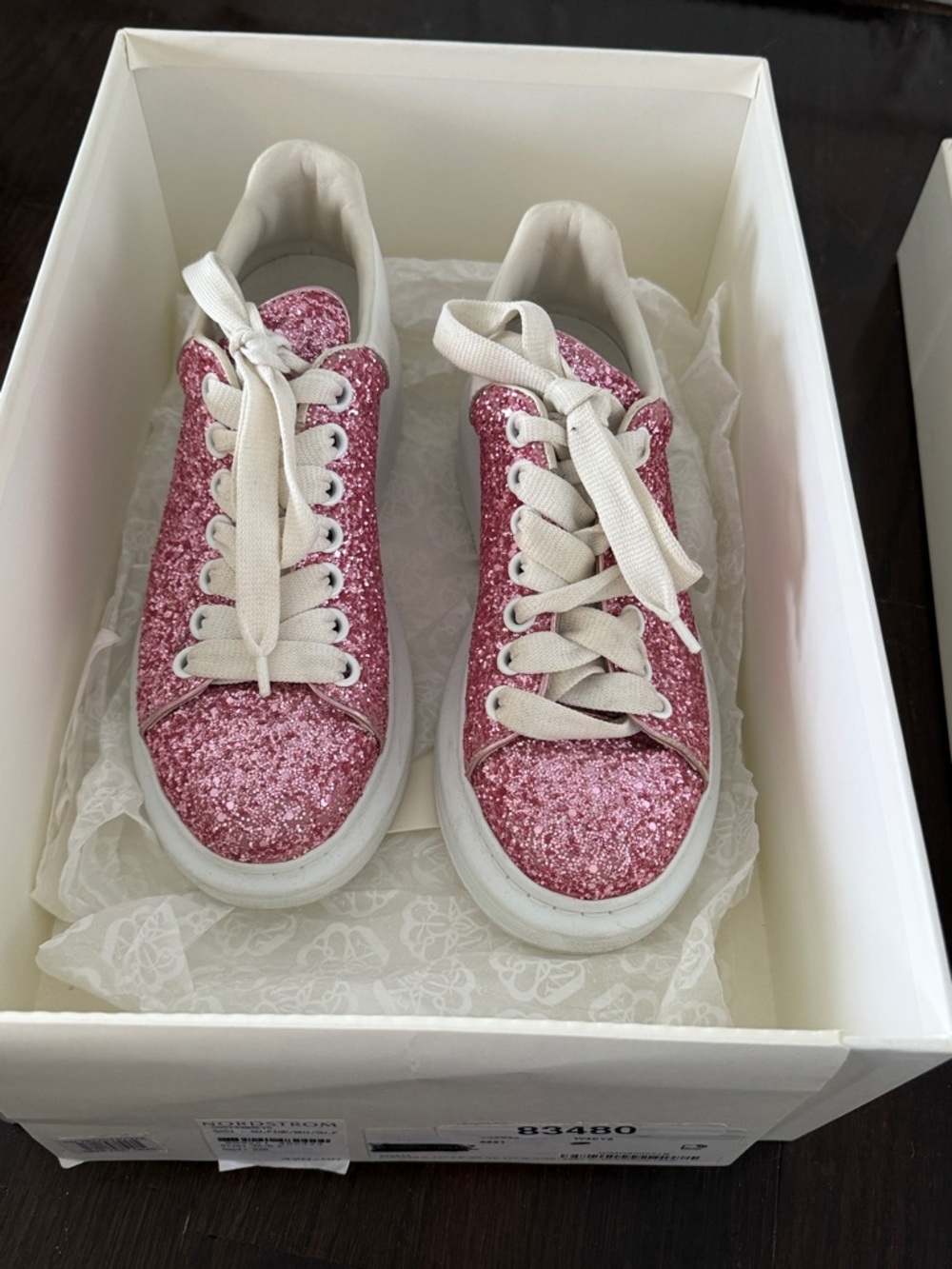 Alexander McQueen Women’s Galaxy Glitter Bubblegum Pink Low-Top Sneakers 36.5 - Picture 12 of 12